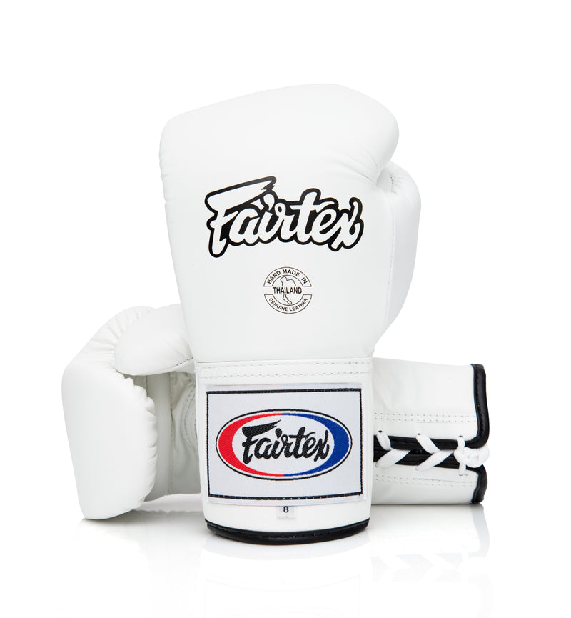 Fairtex Pro Leather Laced Competition Gloves - Locked Thumb for Muay Thai and Boxing - Fairtex Store