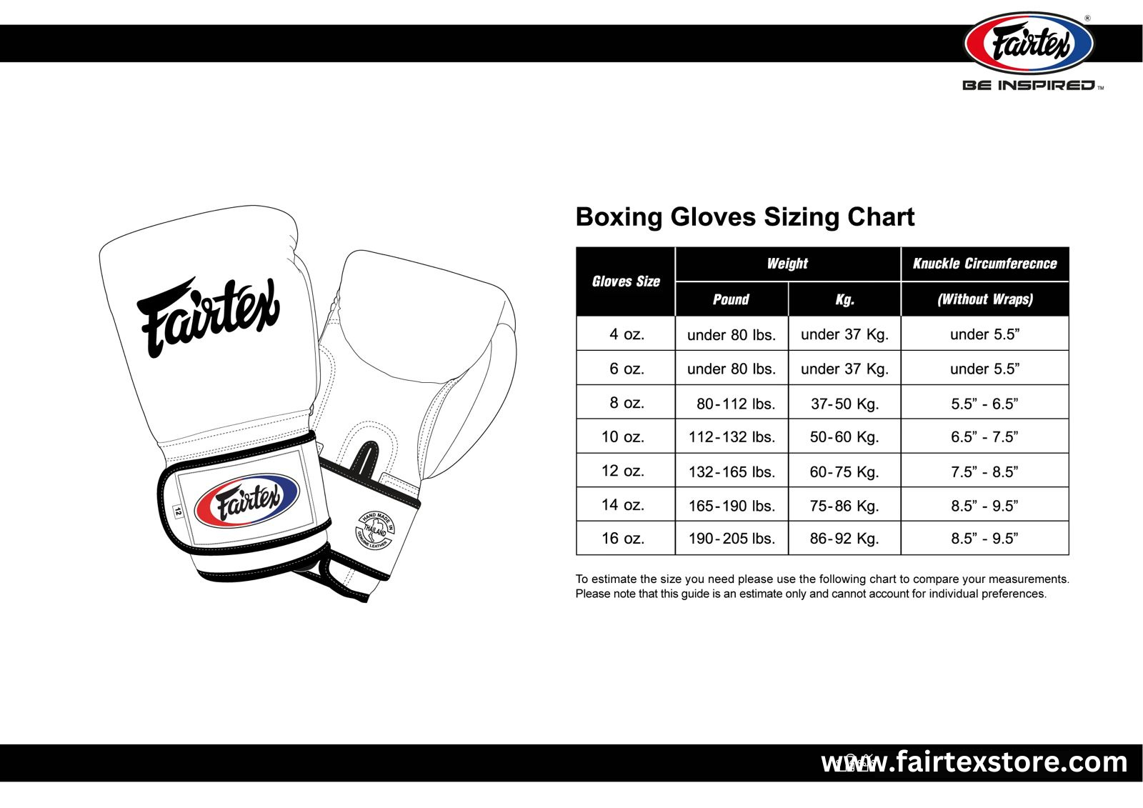 Rękawice bokserskie Fairtex BGV14SB w kolorze czarnym