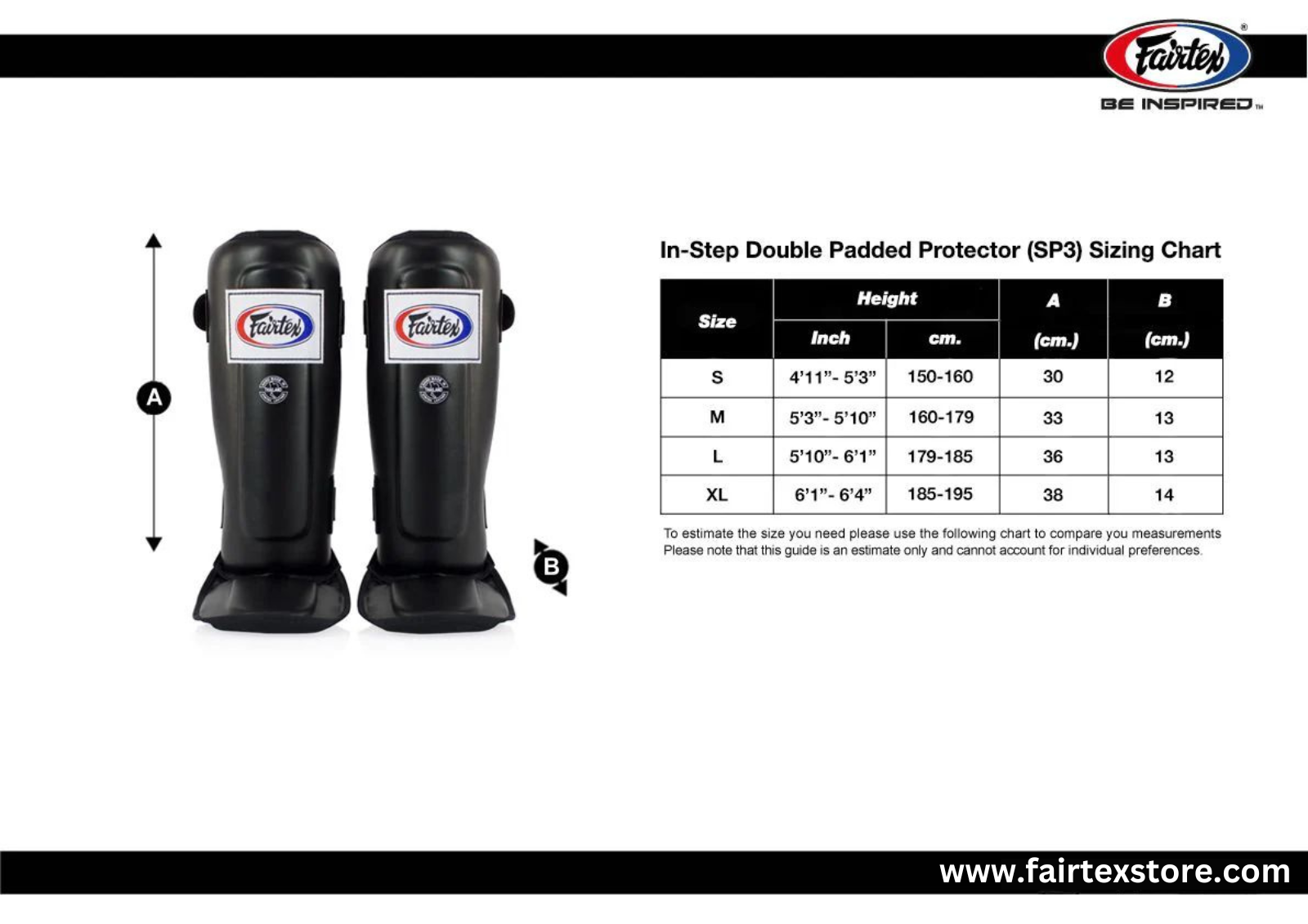 Fairtex SP3 Pro Style Muay Thai Espinillera 