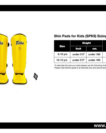 Fairtex SPK9 Youth Muay Thai Kickboxing Shin Guards for Kids (Blue-10-12 yrs old| Used-Like New) - Outlet
