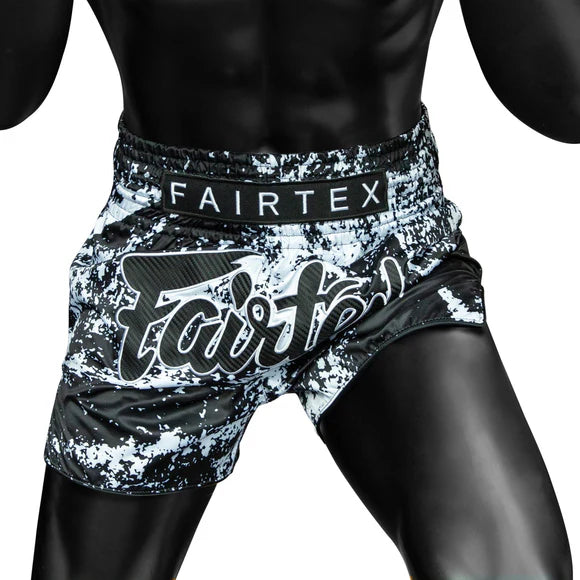 BS1949 Grunge Black Fairtex Slim Cut Muay Thai Boxing Shorts