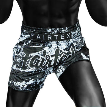 BS1949 Grunge Black Fairtex Slim Cut Muay Thai Boxing Shorts