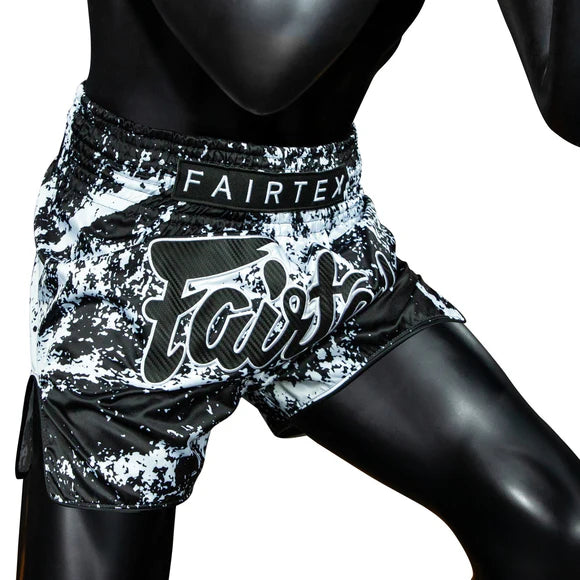 BS1949 Grunge Black Fairtex Slim Cut Muay Thai Boxing Shorts