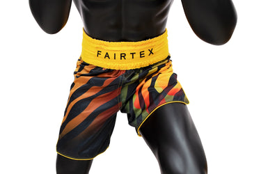 New Fairtex Boxing Trunks BT2002 - Yellow/Black Tiger Muay Thai Boxing Shorts - Fairtex Store