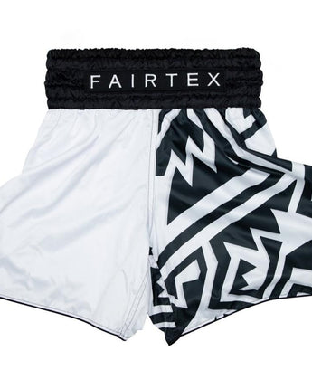 Fairtex Boxing Trunks, Muay Thai Boxing Shorts BT2003 - White/Black Monochrome - Fairtex Store