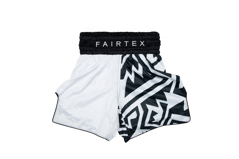 Fairtex Boxing Trunks, Muay Thai Boxing Shorts BT2003 - White/Black Monochrome - Fairtex Store
