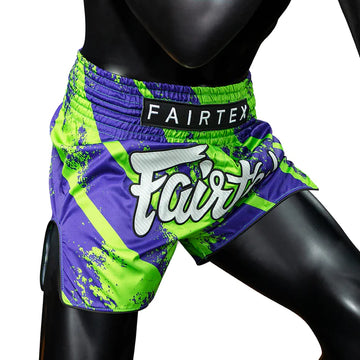 Fairtex BS1928 Green/Blue New Muay Thai Boxing Shorts Slim Cut