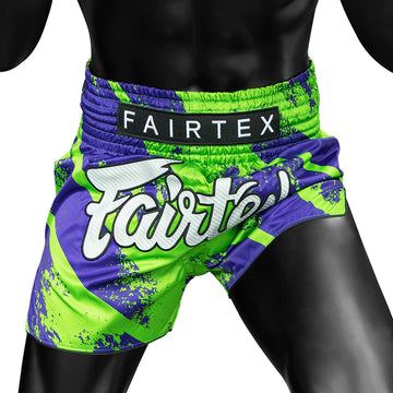 Fairtex BS1928 Green/Blue New Muay Thai Boxing Shorts Slim Cut