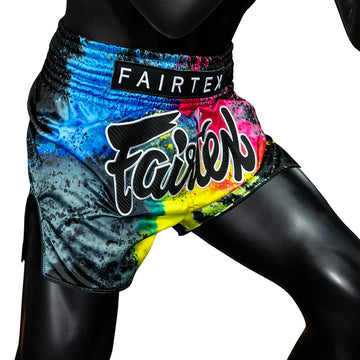 Fairtex BS1938 Black Acid Jazz Slim Cut Muay Thai Boxing Shorts