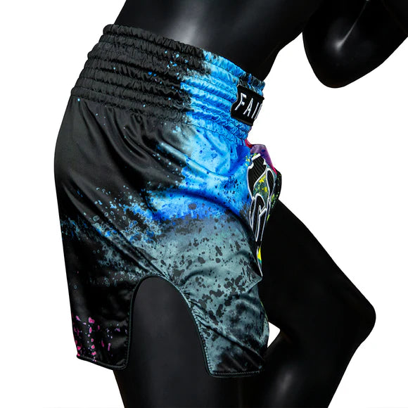 Fairtex BS1938 Black Acid Jazz Slim Cut Muay Thai Boxing Shorts