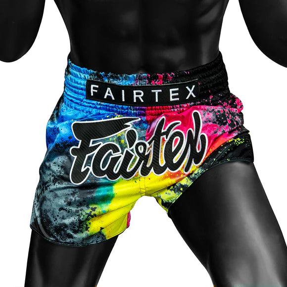 Fairtex BS1938 Black Acid Jazz Slim Cut Muay Thai Boxing Shorts