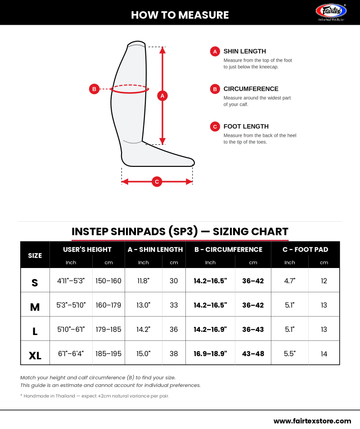 Fairtex SP3 Pro Style Muay Thai Shin Guard