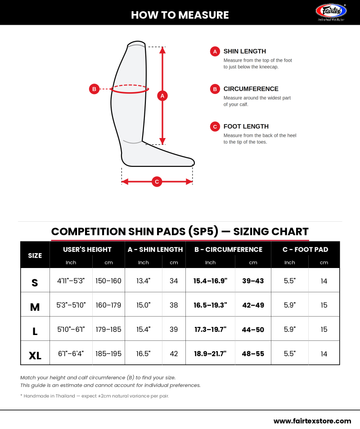Fairtex SP5 Competition Muay Thai Shin Guards- Outlet
