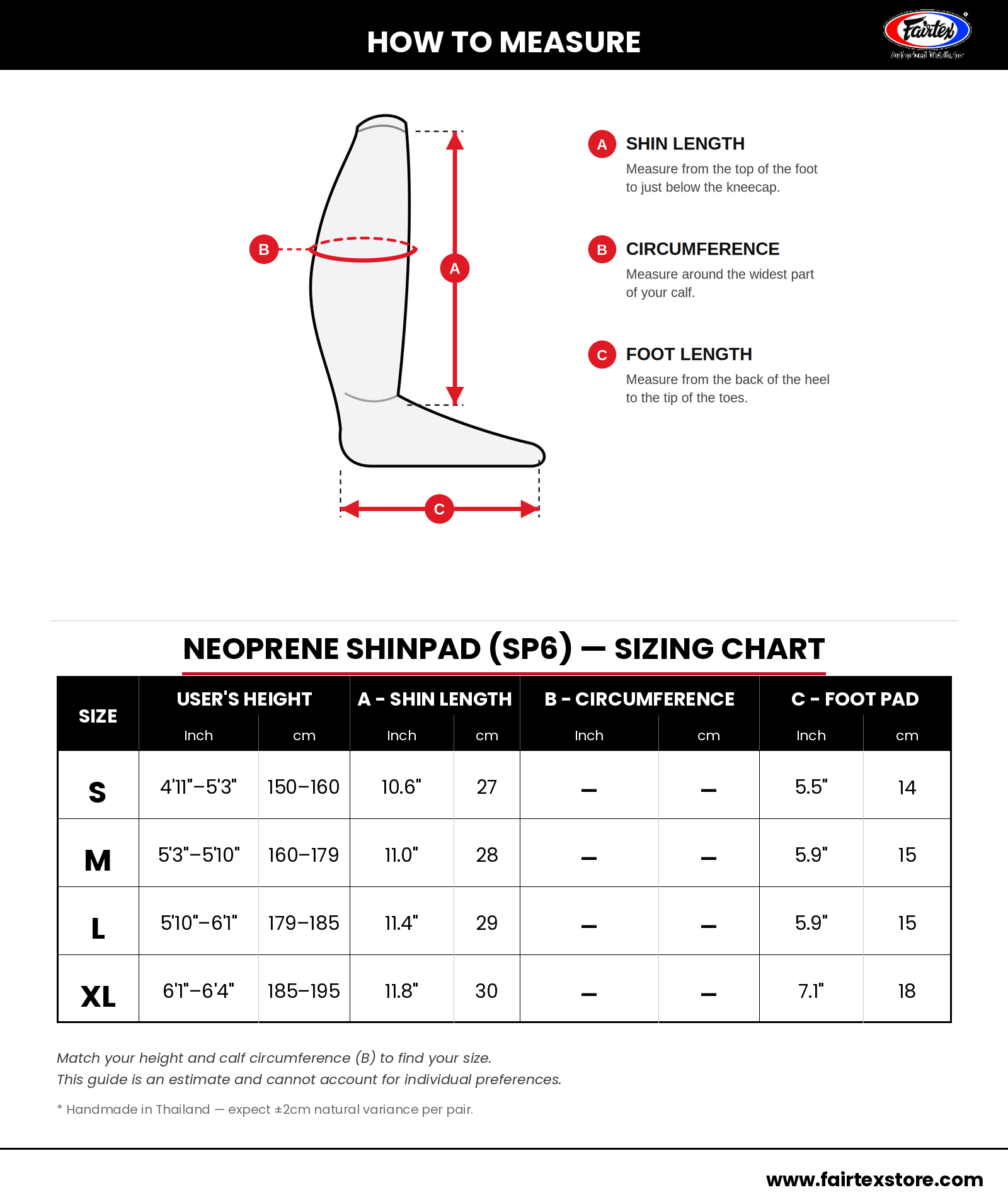 Fairtex SP6 Neoprene Muay Thai Shin Guard- Sale