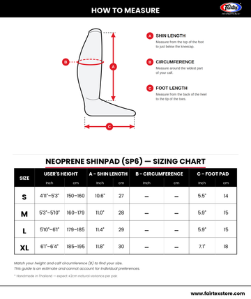 Fairtex SP6 Neoprene Muay Thai Shin Guard- Sale