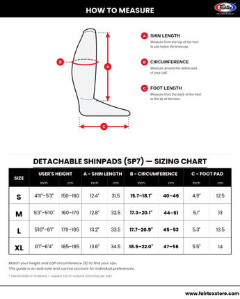 Fairtex SP7 Detachable Muay Thai Shin Guard