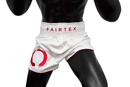 Fairtex BS1918 Enso White Slim Cut Muay Thai Boxing Shorts - Fairtex Store