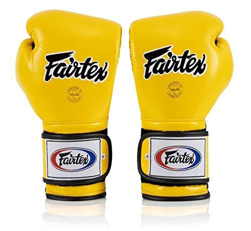 Fairtex BGV9 Mexican Style Yellow Black Piping Muay Thai Boxing Glove - Heavy Hitter - Fairtex Store