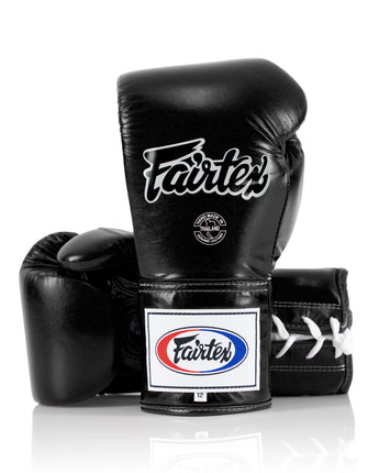 Fairtex Pro Leather Laced Competition Gloves - Locked Thumb for Muay Thai and Boxing - Fairtex Store