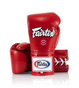 Fairtex Pro Leather Laced Competition Gloves - Locked Thumb for Muay Thai and Boxing - Fairtex Store