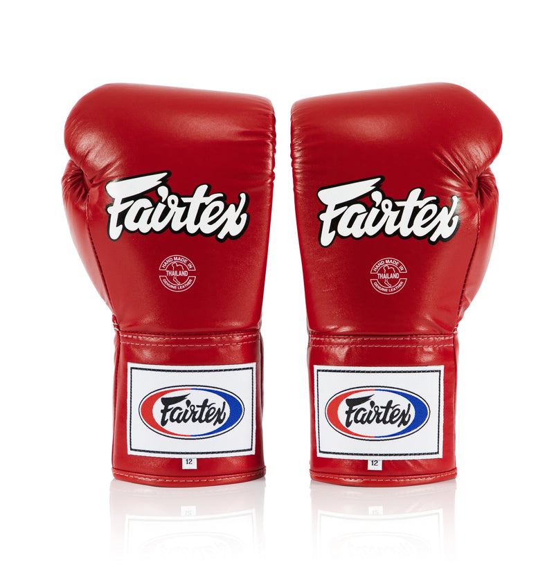 Fairtex Pro Leather Laced Competition Gloves - Locked Thumb for Muay Thai and Boxing - Fairtex Store