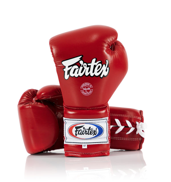 Fairtex Pro Leather Laced Training Gloves - Mexican Style for Muay Thai and Boxing - Fairtex Store