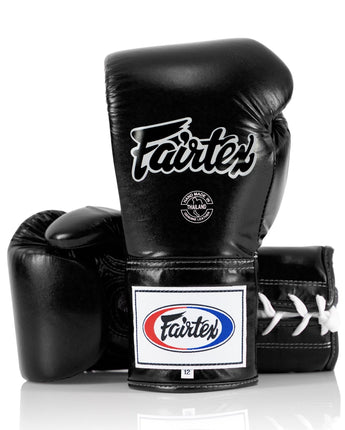 Fairtex Pro Leather Laced Competition Gloves - Locked Thumb for Muay Thai and Boxing - Fairtex Store