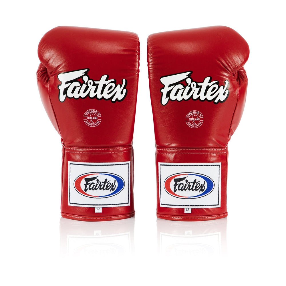 Fairtex Pro Leather Laced Competition Gloves - Locked Thumb for Muay Thai and Boxing - Fairtex Store
