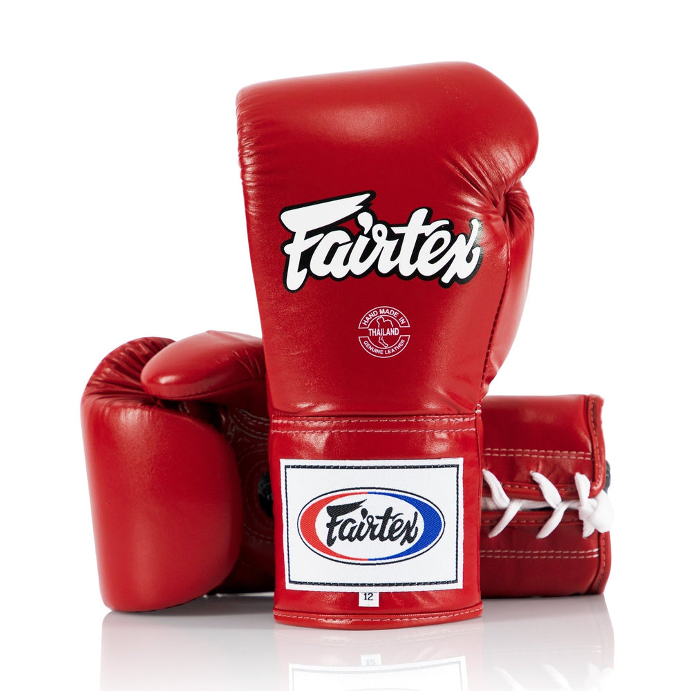 Fairtex Pro Leather Laced Competition Gloves - Locked Thumb for Muay Thai and Boxing - Fairtex Store