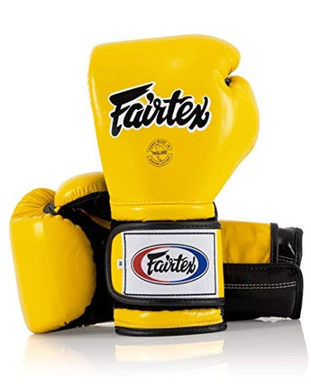 Fairtex BGV9 Mexican Style Yellow Black Piping Muay Thai Boxing Glove - Heavy Hitter - Fairtex Store