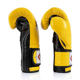 Fairtex BGV9 Mexican Style Yellow Black Piping Muay Thai Boxing Glove - Heavy Hitter - Fairtex Store